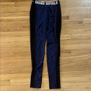Mons Royale Navy Blue Merino Wool Baselayer Tights Sz XS